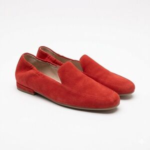EILEEN FISHER Red Suede Square Toe Loafers - Size 9